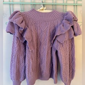 Vici Purple sweater with ruffle shoulders